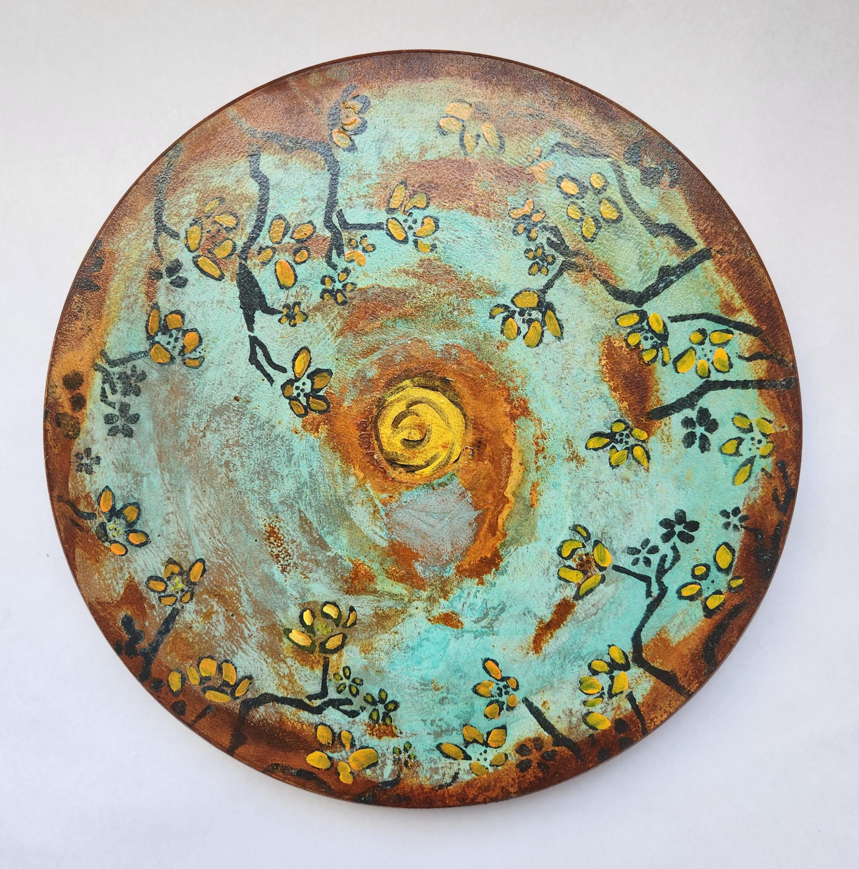 Sun and Branch Lazy Susan — Hand-Painted Functional Art