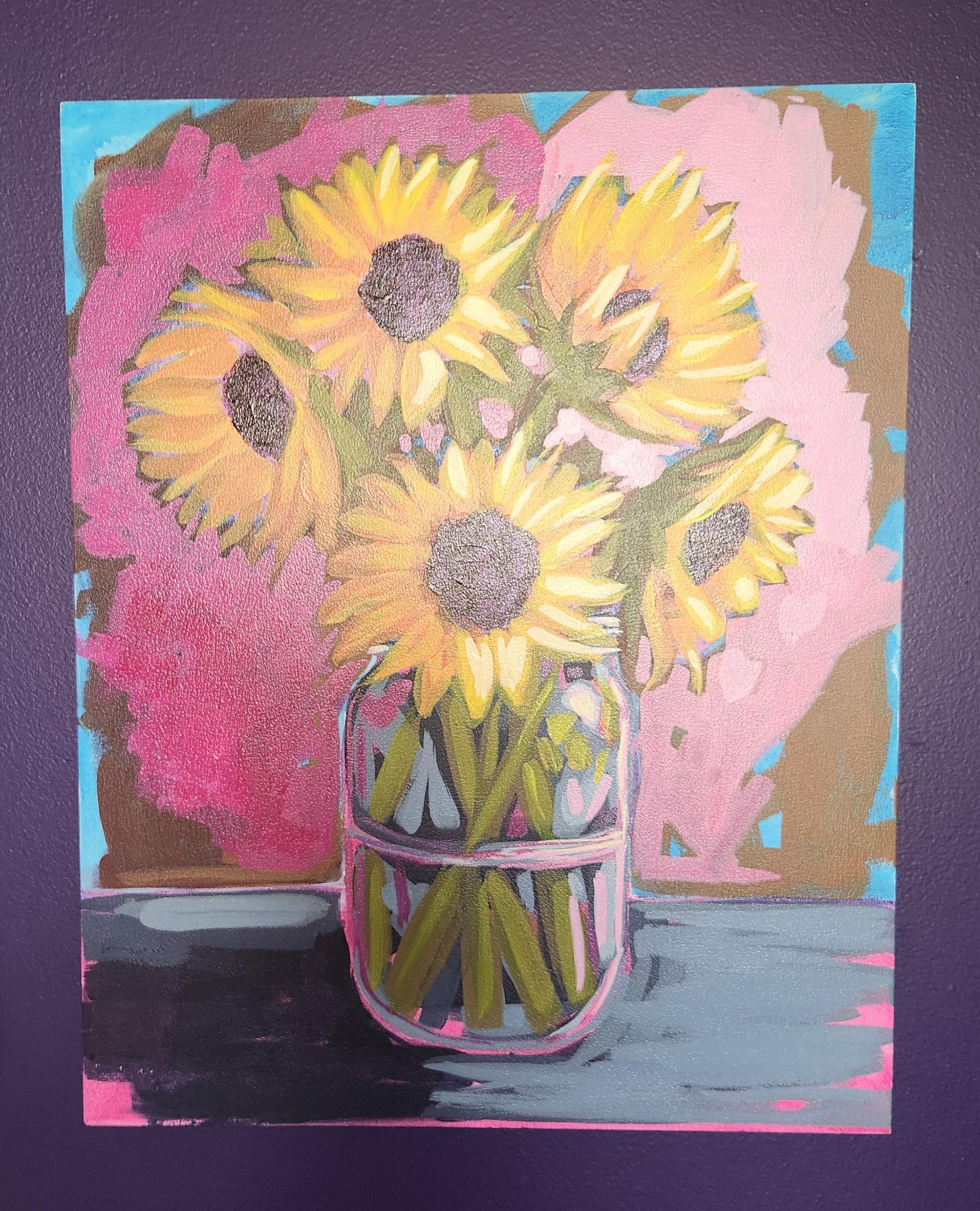 Sunflower bouquet in jar